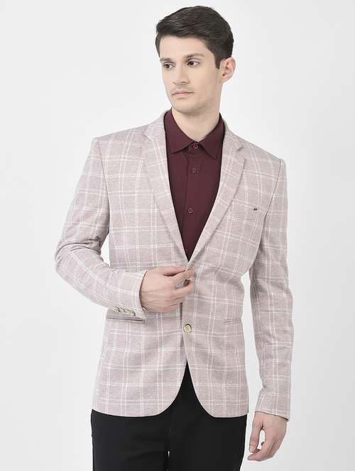 notched lapel check single breasted blazer - 19781145 -  Standard Image - 0