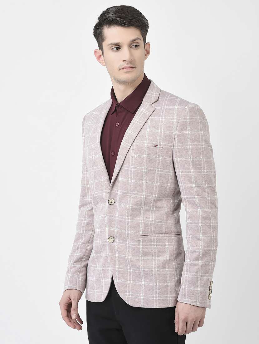 notched lapel check single breasted blazer - 19781145 -  Standard Image - 1