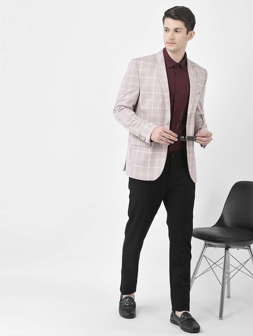 notched lapel check single breasted blazer - 19781145 -  Standard Image - 4