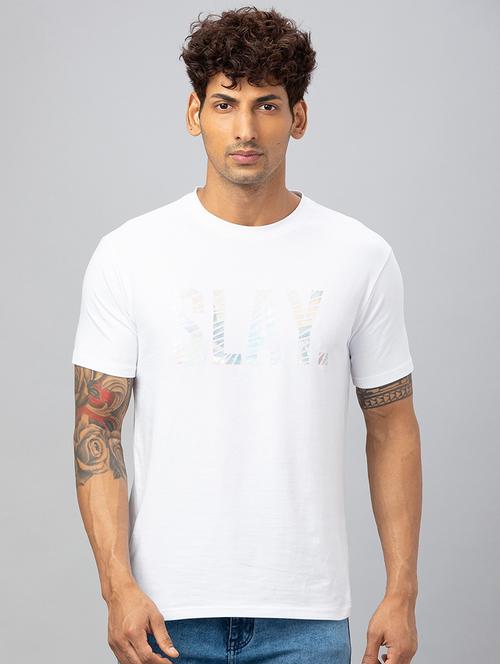 round neck chest print regular t-shirt - 19781413 - Standard Image - 0