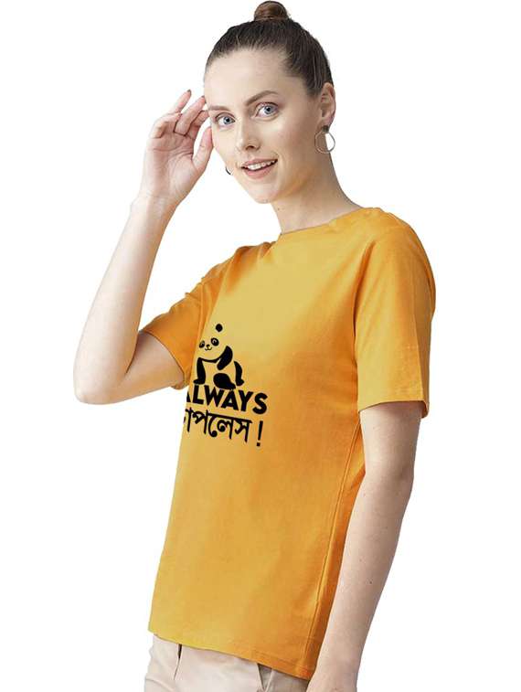 women's chest print round neck t-shirt - 19782115 - Standard Image - 1