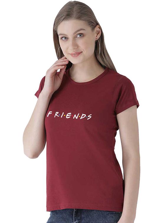 women's chest print round neck t-shirt - 19782120 - Standard Image - 1