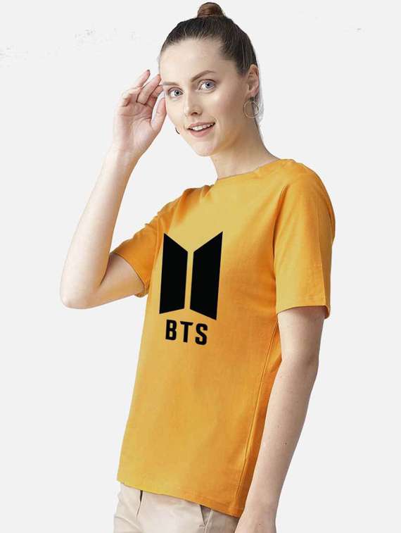 women's chest print round neck t-shirt - 19782288 - Standard Image - 1