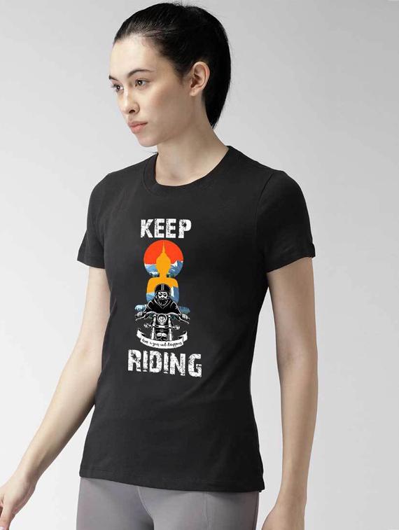 women's front print round neck t-shirt - 19782290 - Standard Image - 1