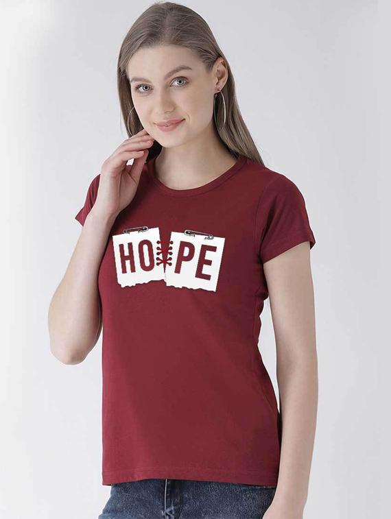 women's chest print round neck t-shirt - 19782319 -  Standard Image - 1