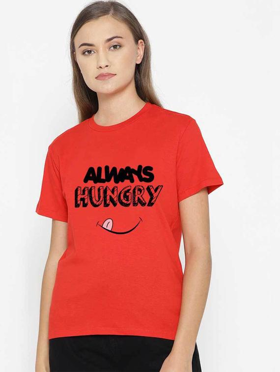 women's chest print crew neck t-shirt - 19782361 - Standard Image - 1