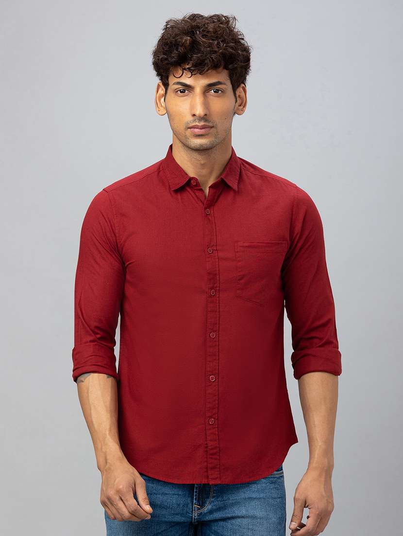men solid cotton casual shirt