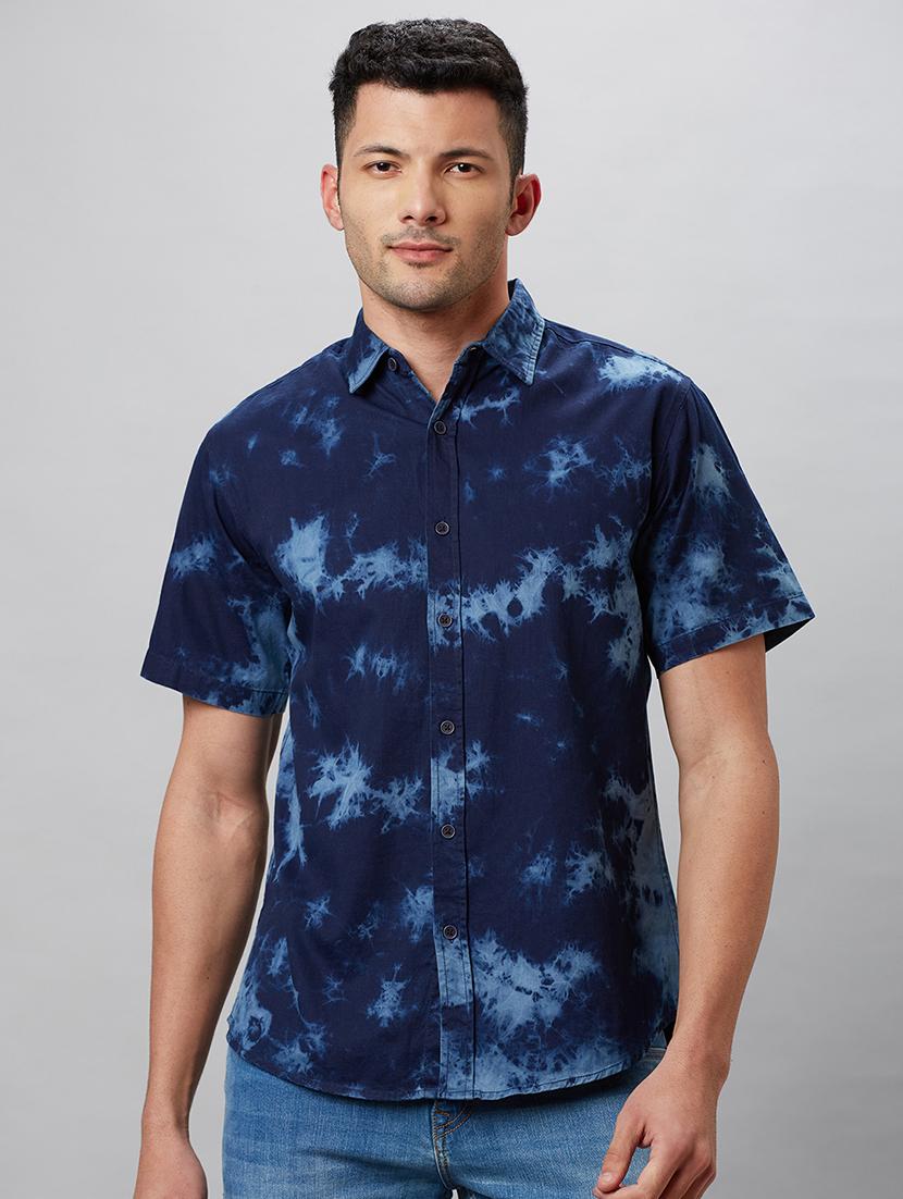 men blue cotton casual shirt - 19782659 - Zoom Image - 0