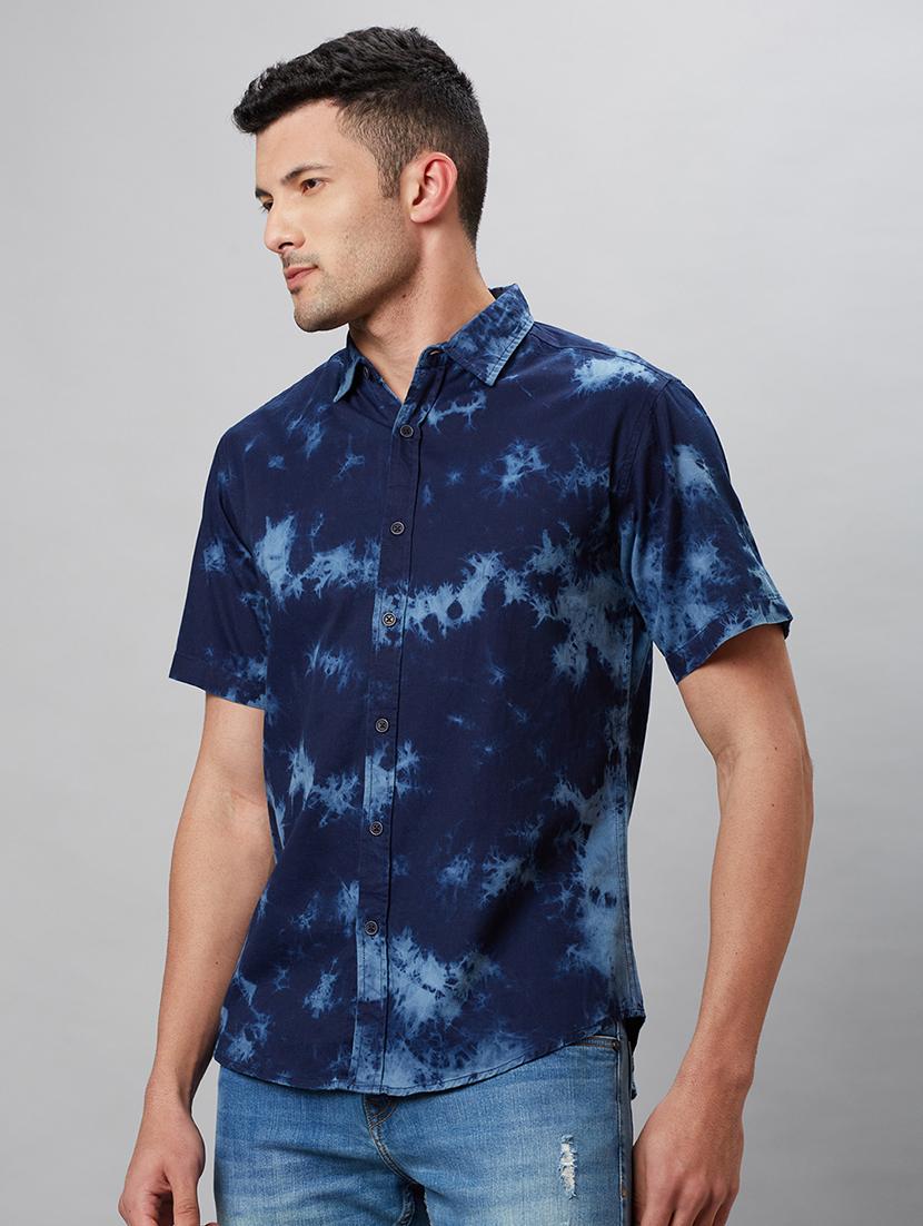 men blue cotton casual shirt - 19782659 - Standard Image - 1