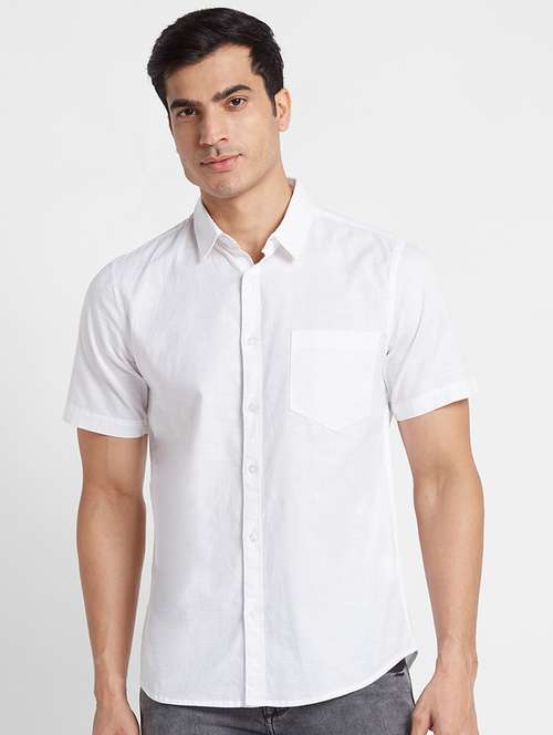 globus men white regular fit spread collar pure cotton casual shirt - 19782665 -  Standard Image - 0