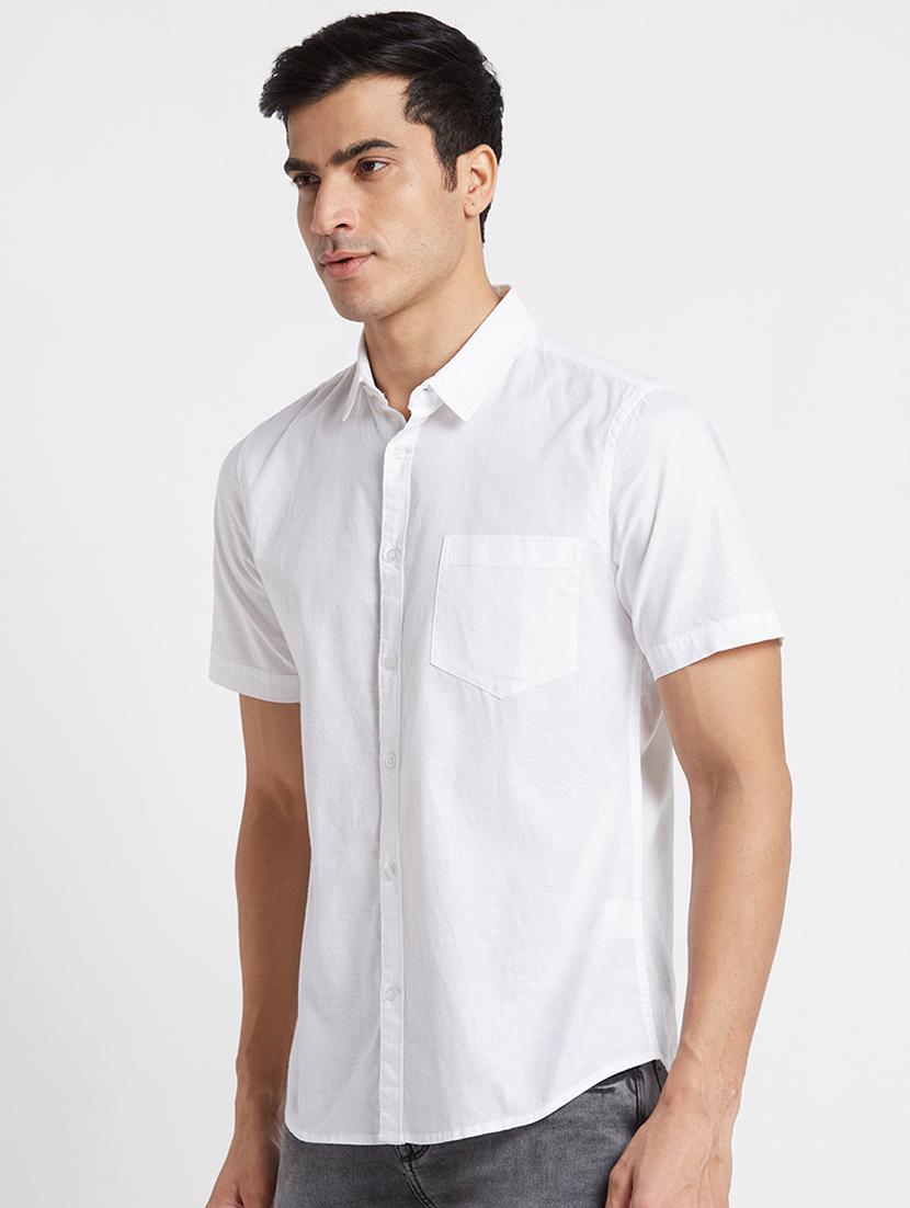 globus men white regular fit spread collar pure cotton casual shirt - 19782665 - Standard Image - 1
