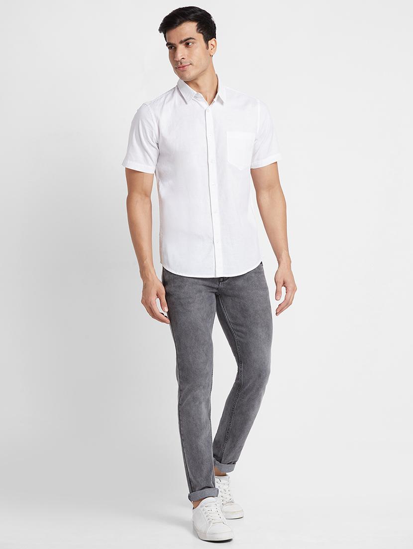 globus men white regular fit spread collar pure cotton casual shirt - 19782665 - Standard Image - 4