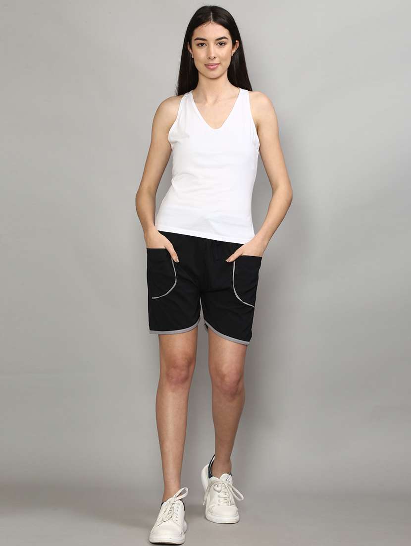 mid rise solid regular shorts - 19783603 - Standard Image - 4