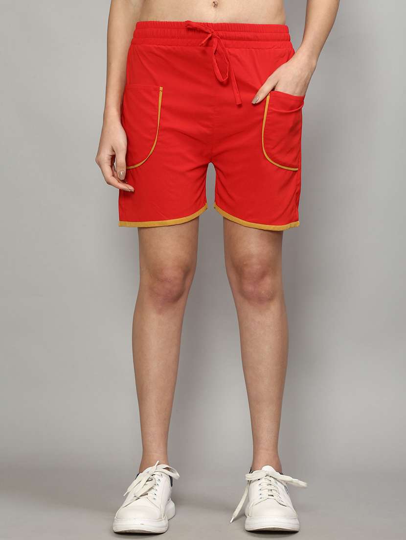 mid rise solid regular shorts