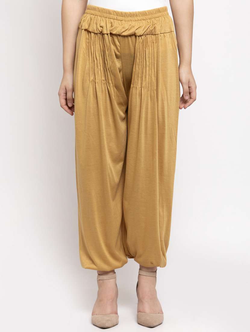 beige viscose harem salwars - 19783685 - Zoom Image - 0