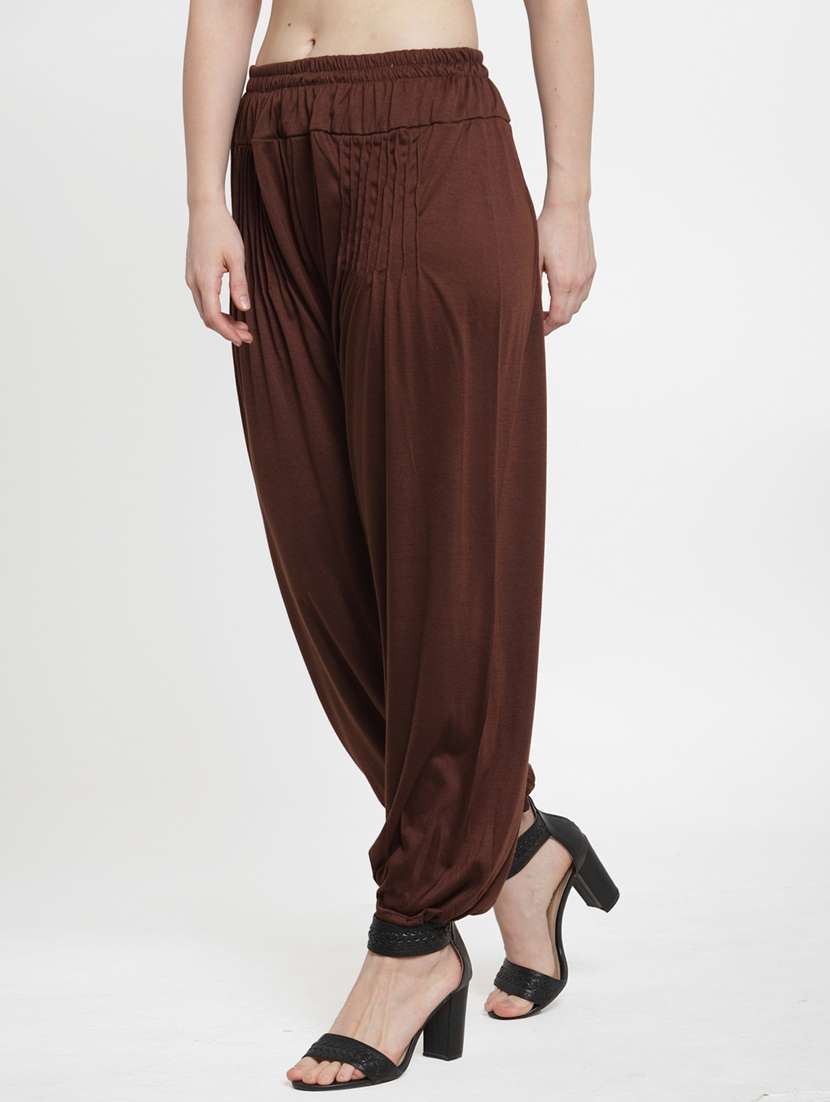 brown viscose harem salwars - 19783690 -  Standard Image - 1