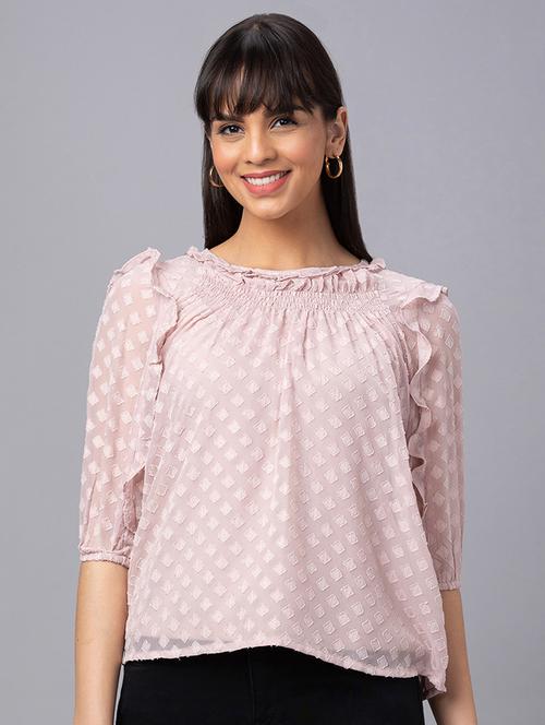 women pink polyester regular top - 19783696 - Standard Image - 0