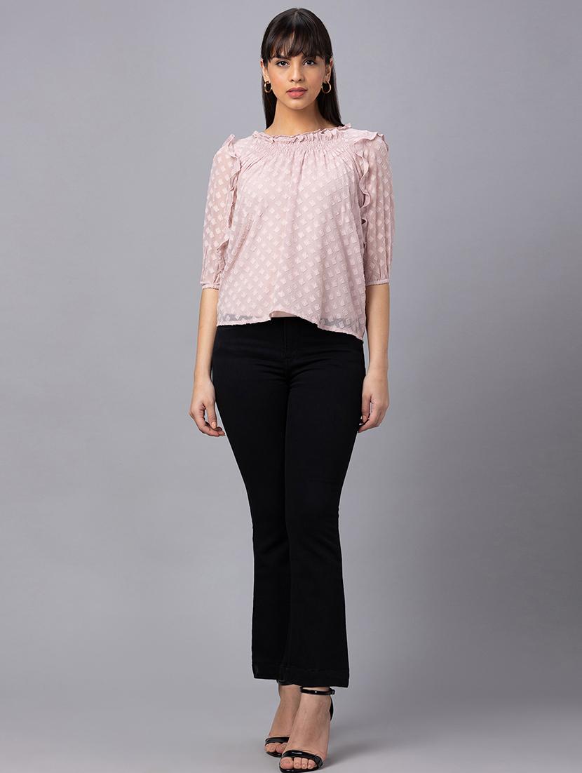 women pink polyester regular top - 19783696 - Standard Image - 4