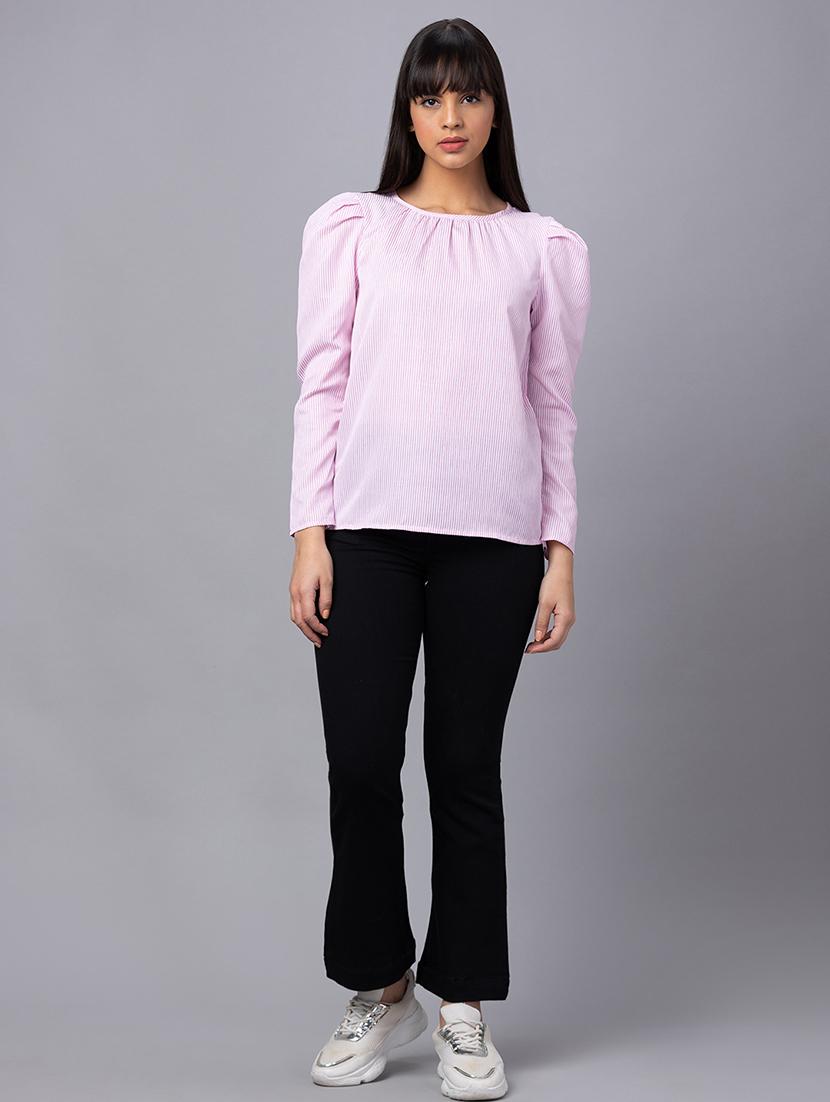 women pink polyester regular top - 19783697 - Standard Image - 4