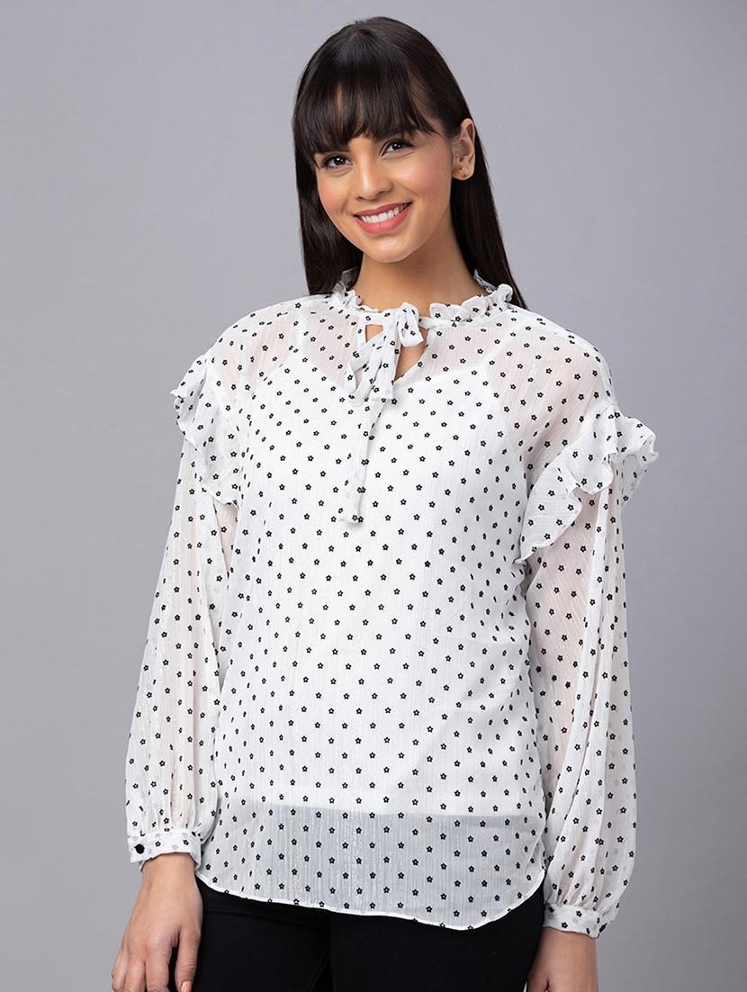 women white polyester regular top - 19783703 - Standard Image - 1