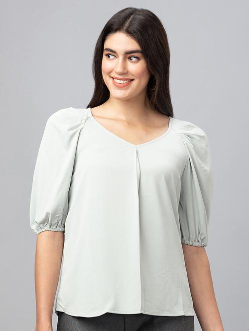women mint green polyester regular top - 19783708 -  Standard Image - 0