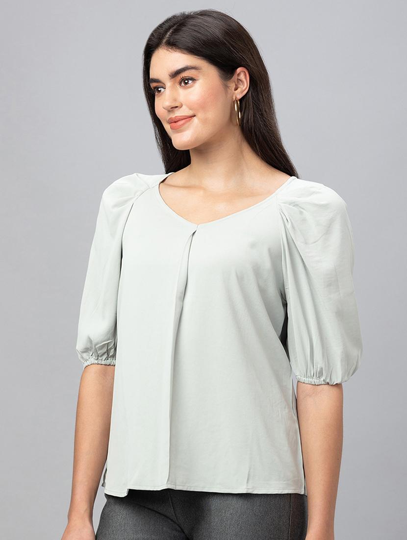 women mint green polyester regular top - 19783708 -  Standard Image - 1
