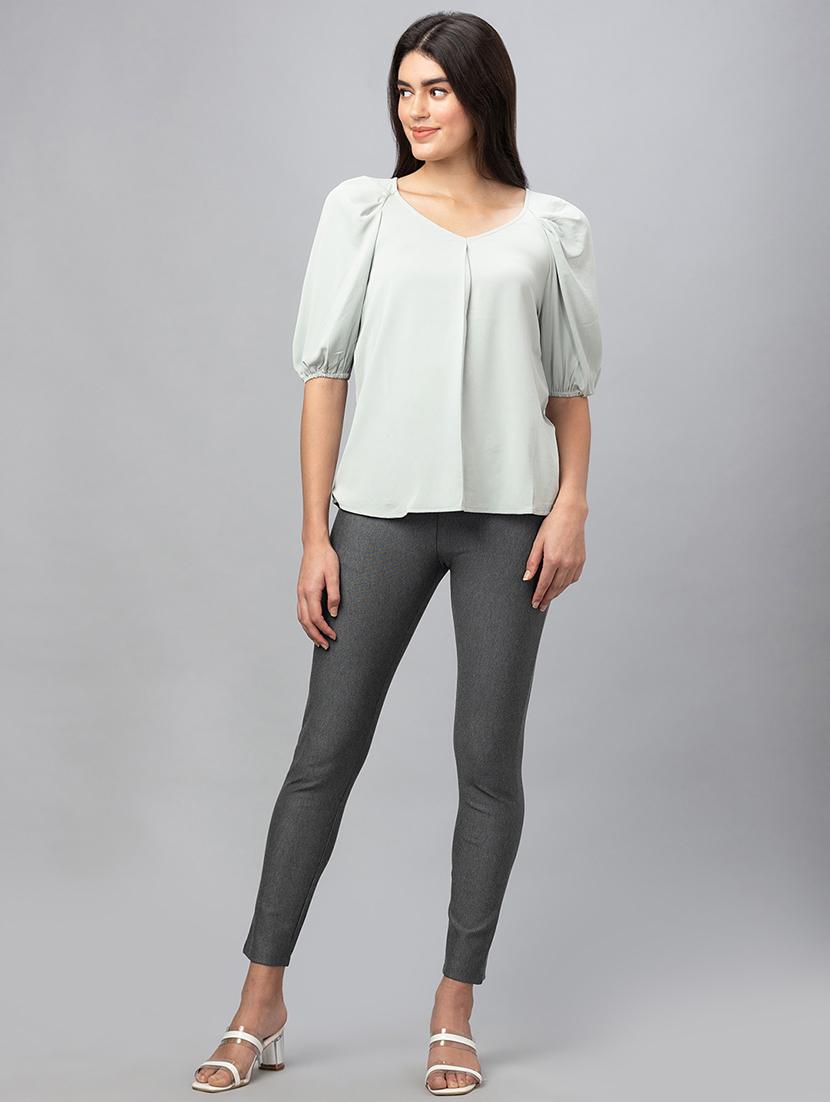 women mint green polyester regular top - 19783708 - Standard Image - 4