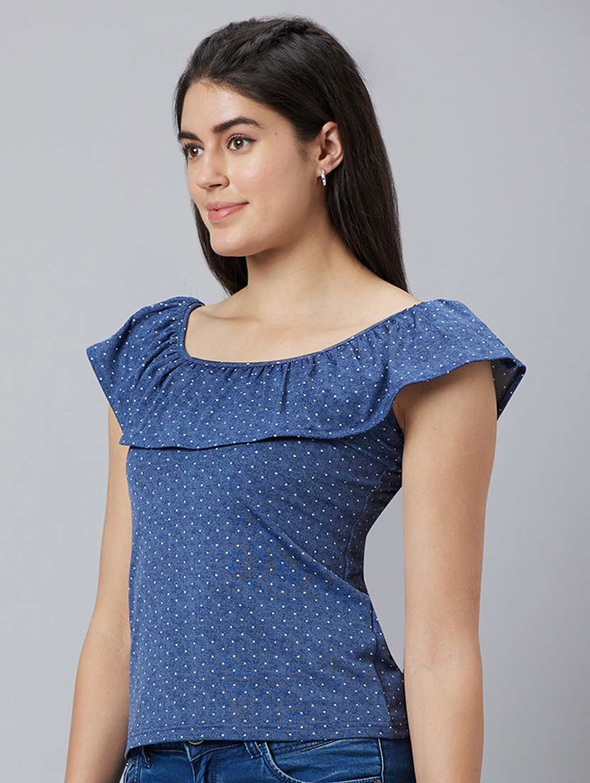 women blue polyester regular top - 19783721 -  Standard Image - 1