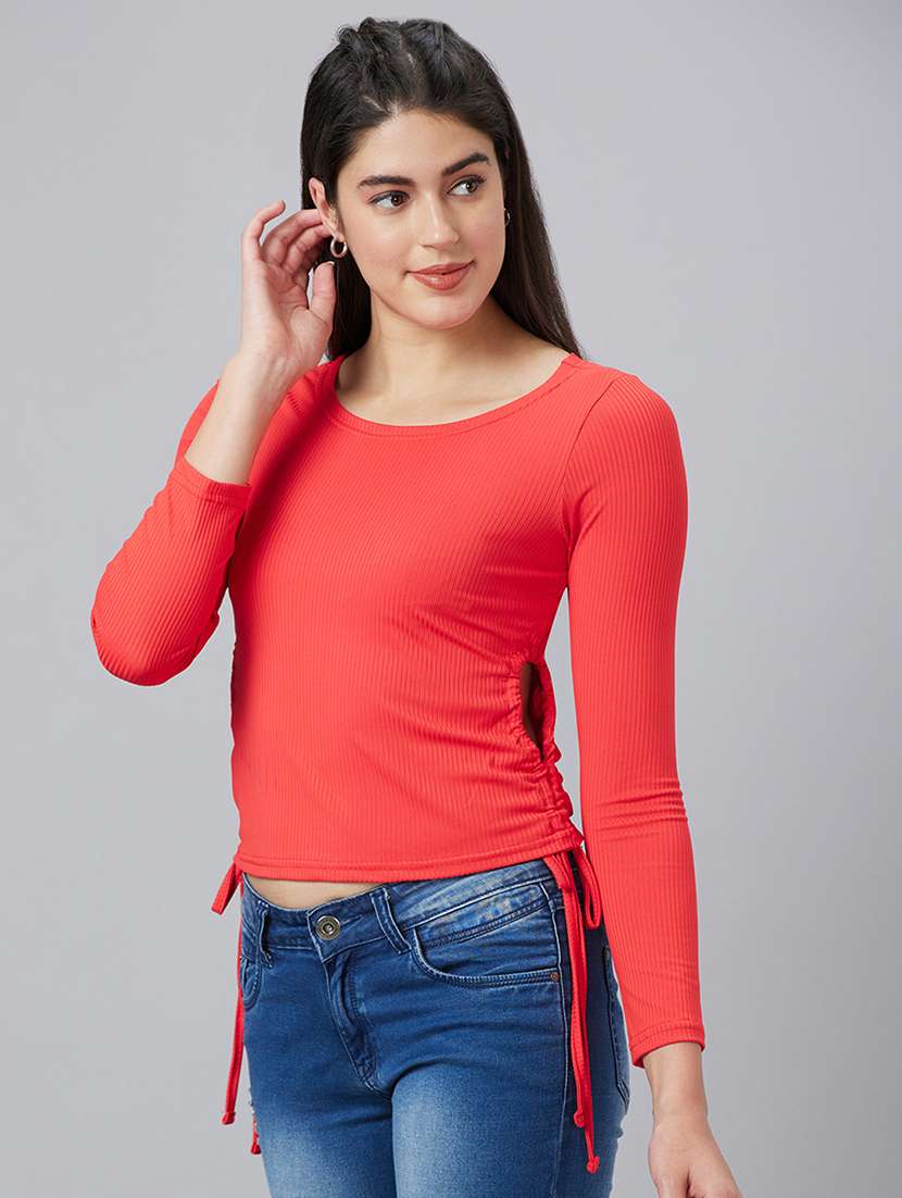 women coral polyester regular top - 19783737 -  Standard Image - 1