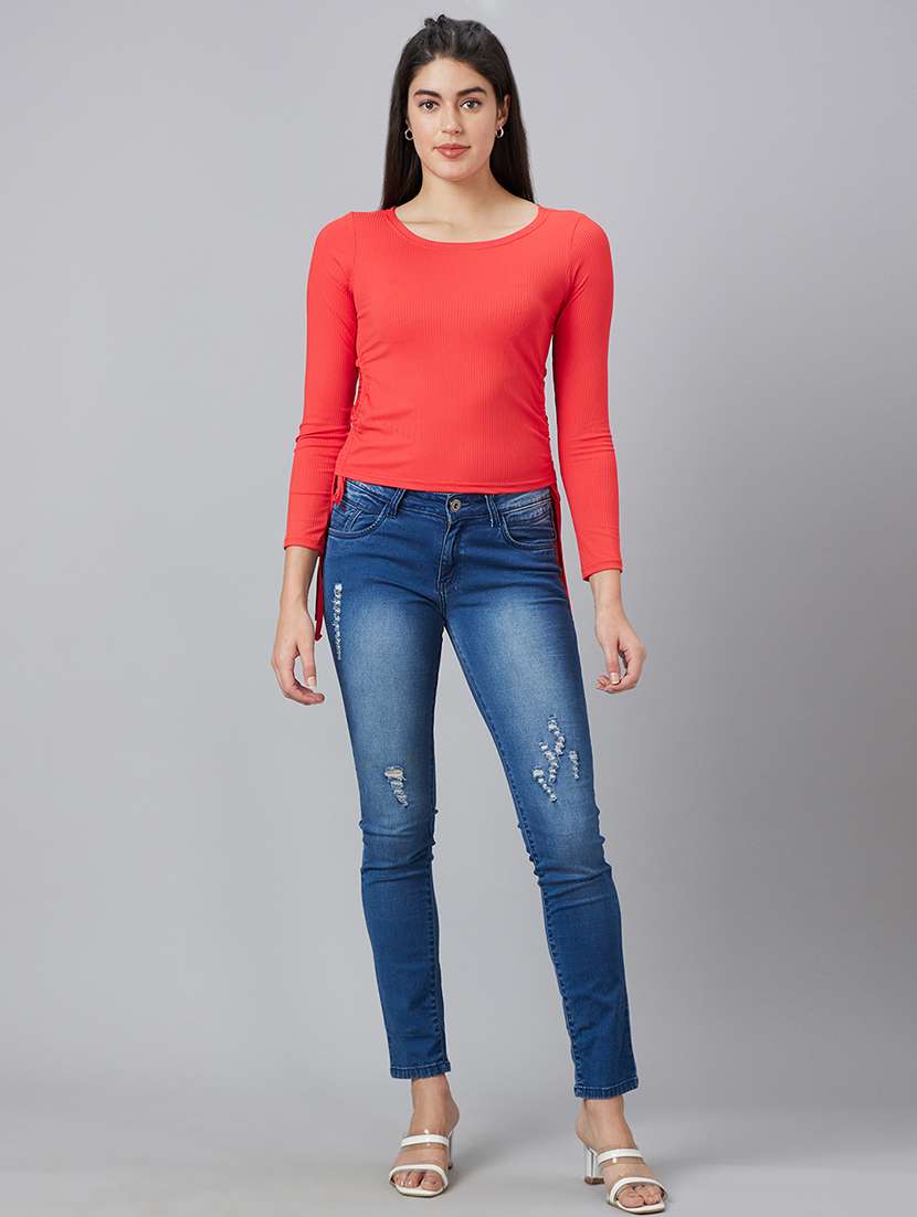 women coral polyester regular top - 19783737 -  Standard Image - 4