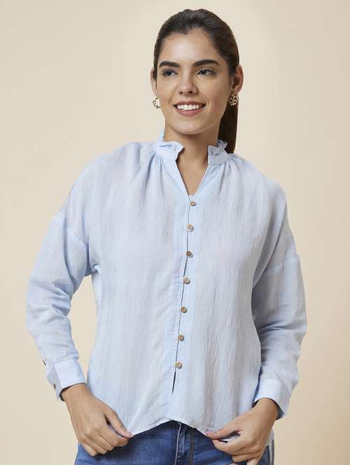 women's asymmetric mandarin neck top - 19783744 -  Standard Image - 0