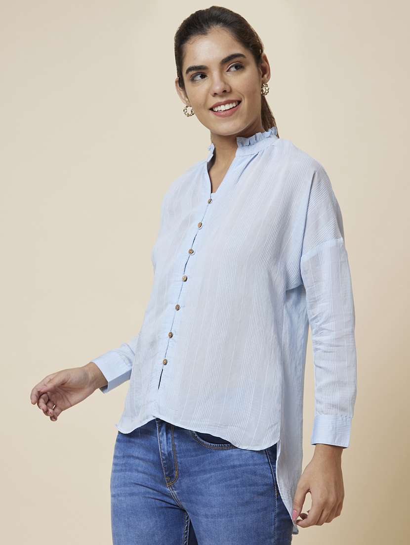 women's asymmetric mandarin neck top - 19783744 -  Standard Image - 1