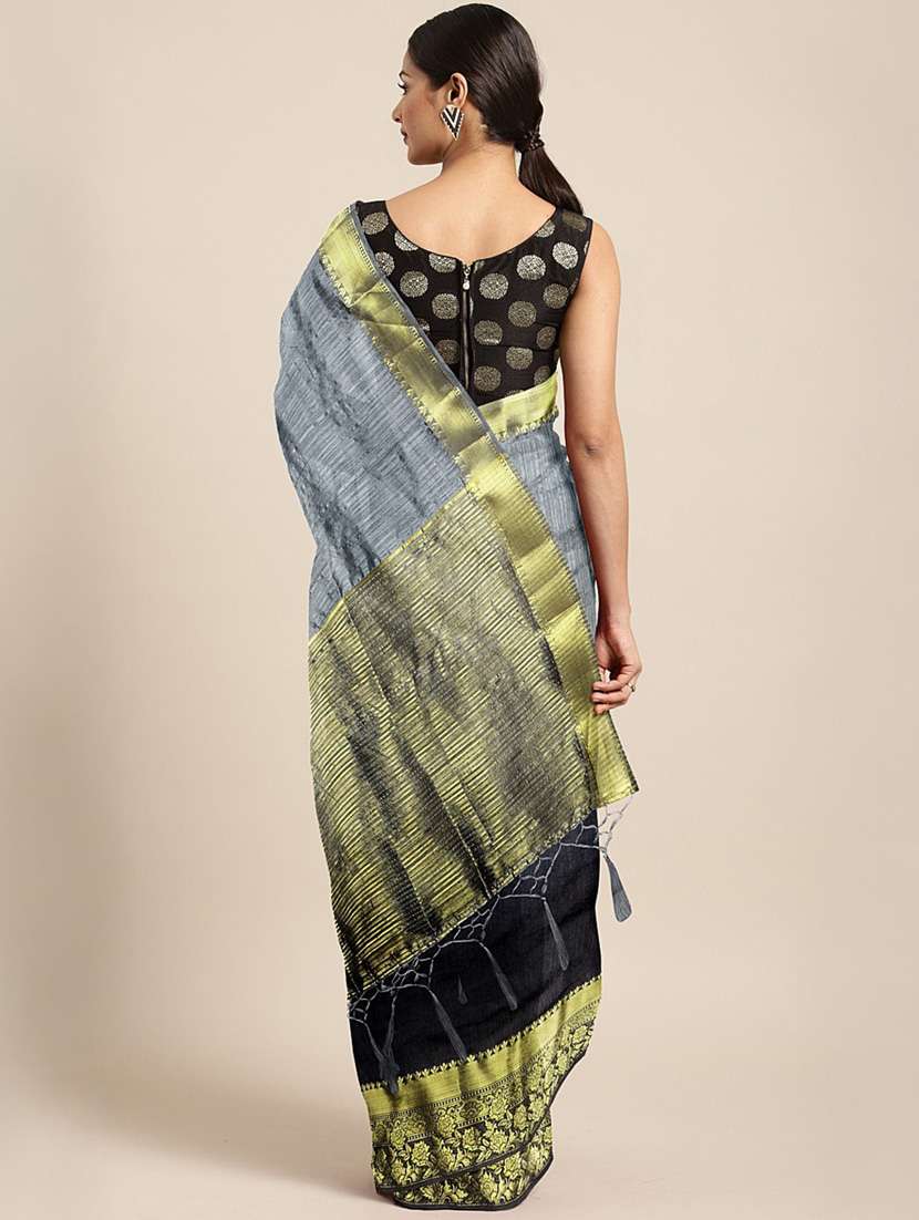women's self design grey colored saree with blouse - 19783936 -  Standard Image - 1