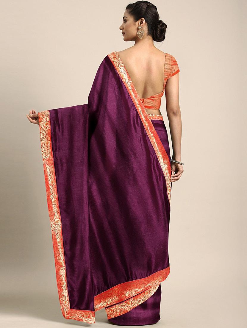 women's bordered purple colored saree - 19783951 - Standard Image - 1