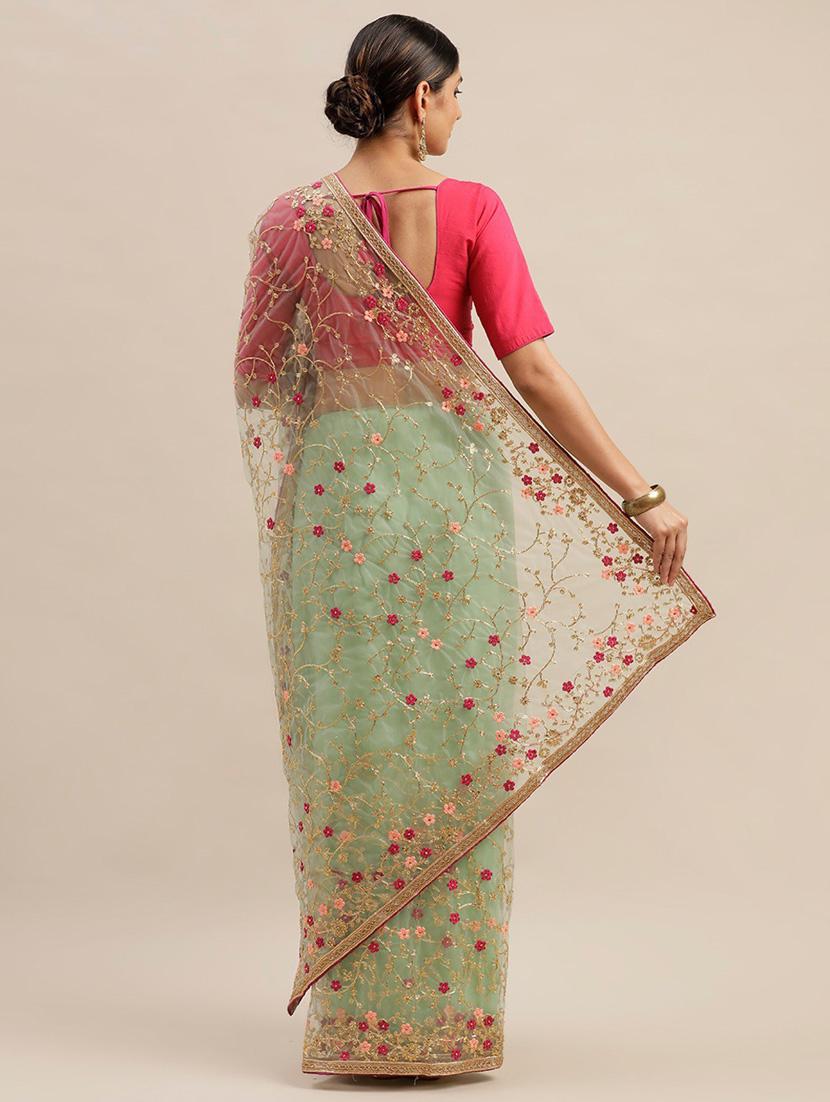 self designed embroidered saree with blouse - 19783964 - Standard Image - 1