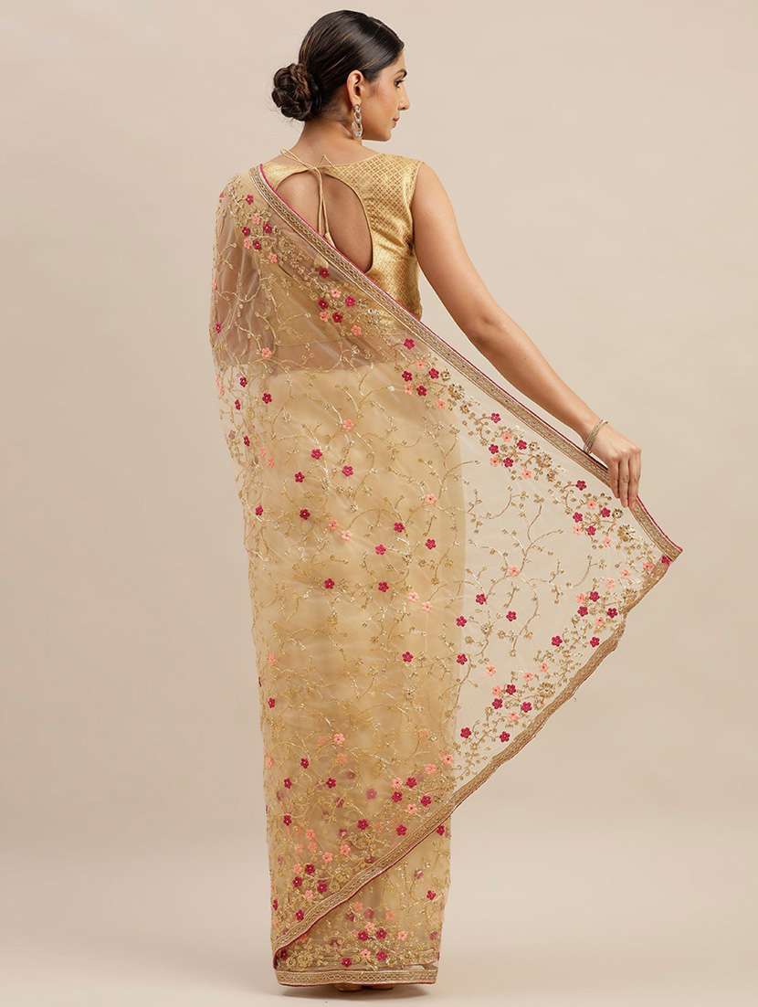 self designed embroidered saree with blouse - 19783965 -  Standard Image - 1