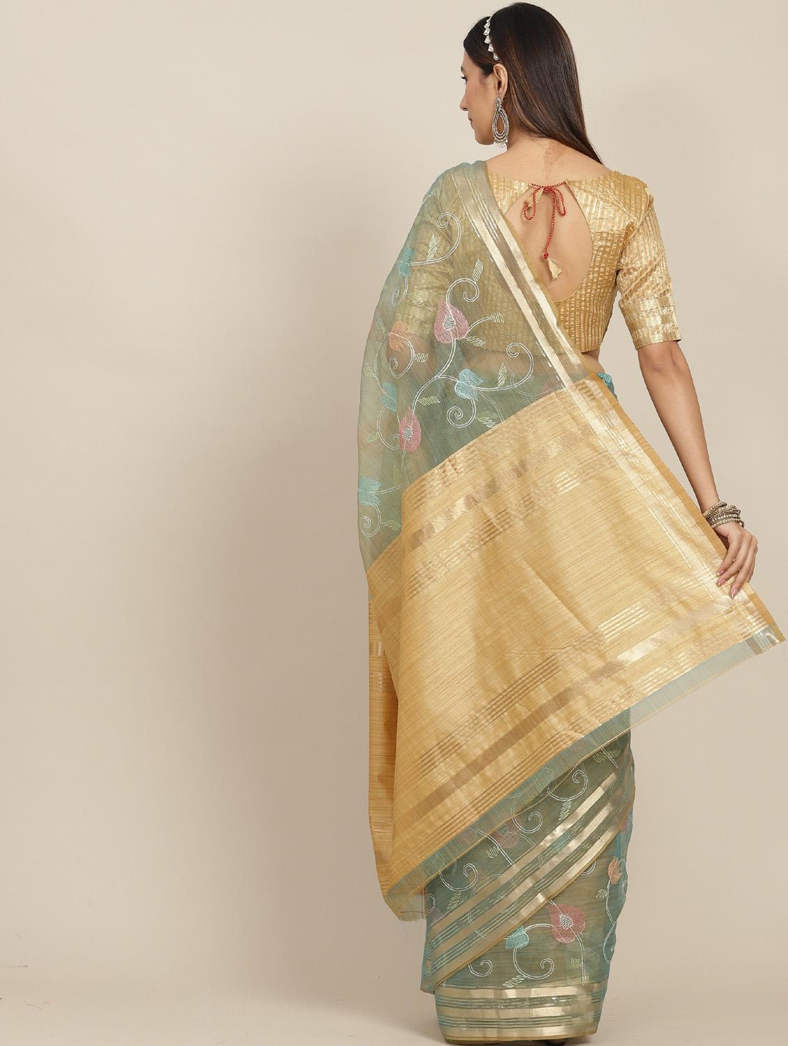 women solid with work embroidered saree - 19784177 -  Standard Image - 1