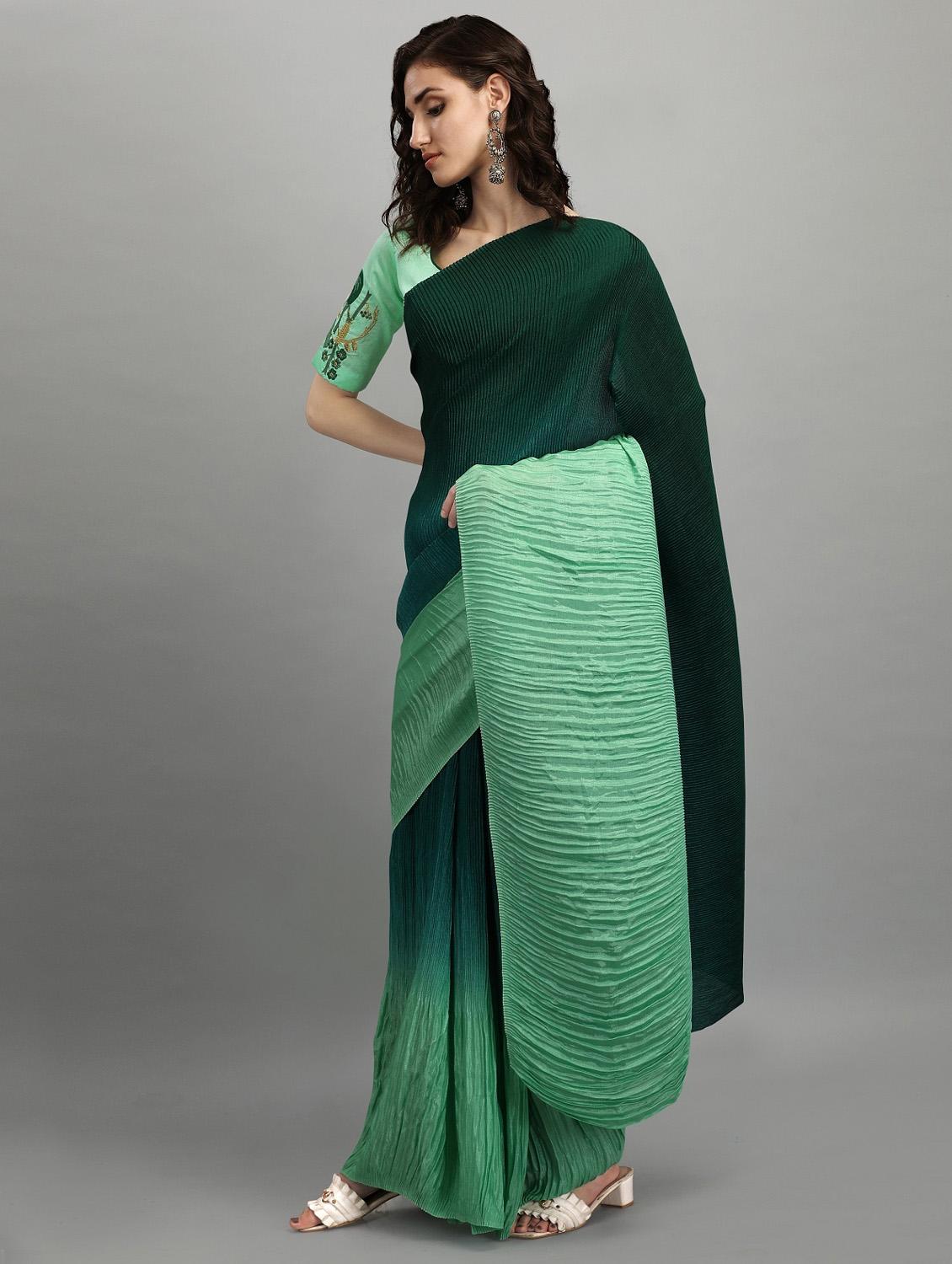 ombre print woven saree with blouse - 19784238 - Standard Image - 1