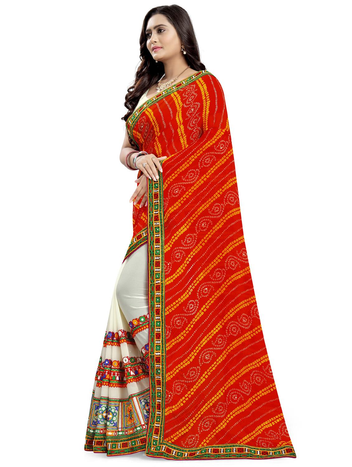 women's bandhani maroon colored saree - 19784590 - Standard Image - 1