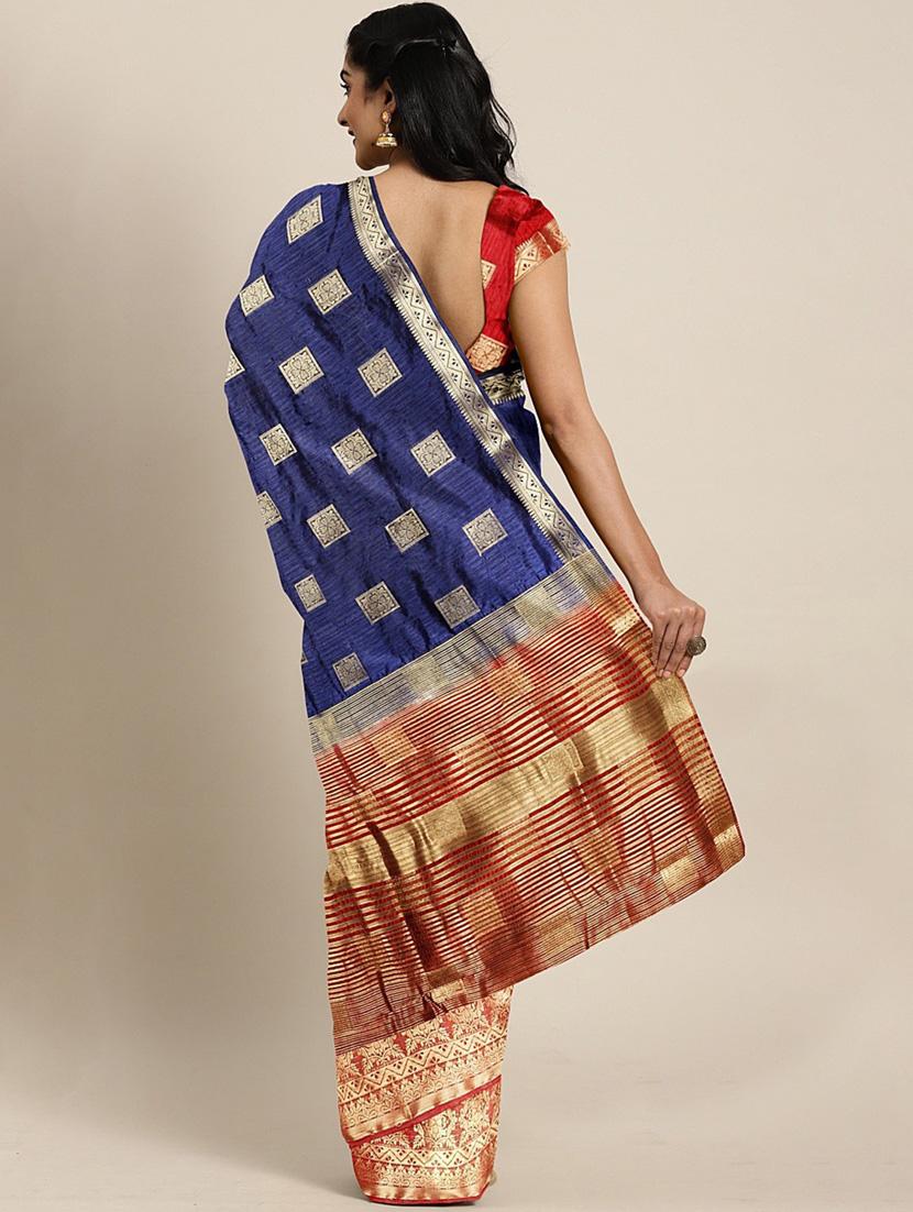 women's self design navy blue colored saree - 19784621 - Standard Image - 1
