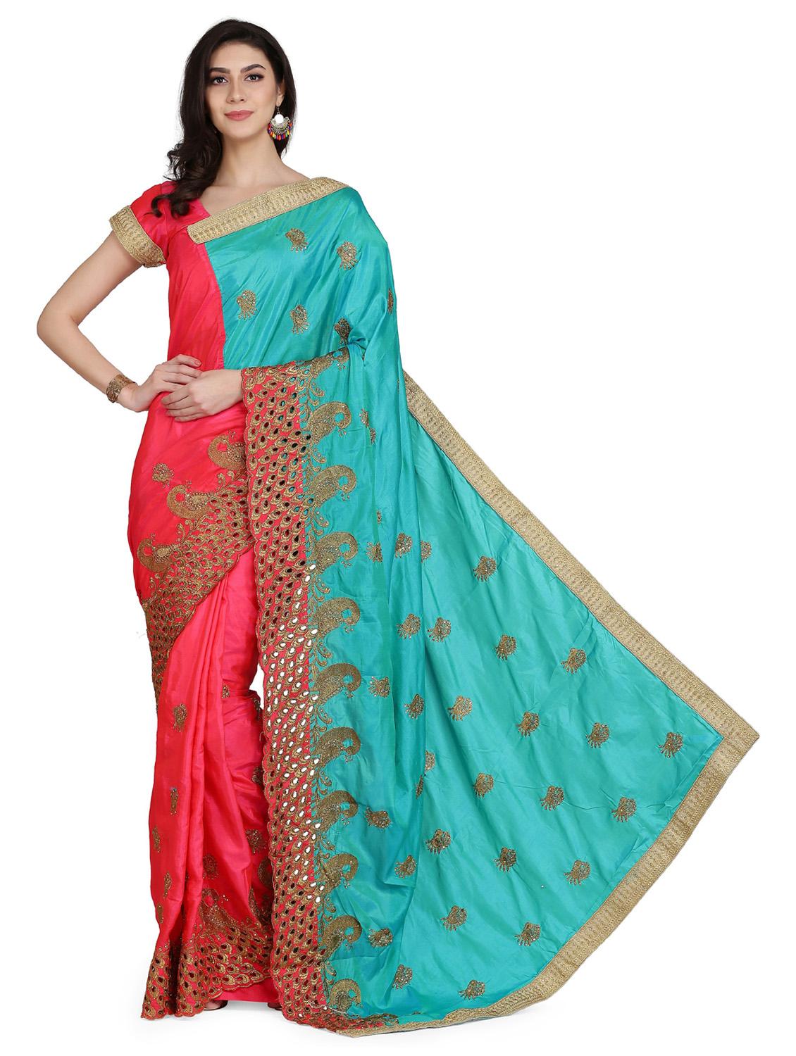 self designed half and half embroidered saree - 19784658 - Standard Image - 1