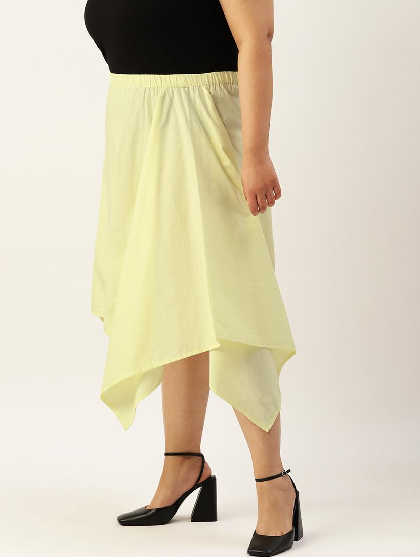 women solid high rise asymmetric skirt - 19784660 - Standard Image - 1