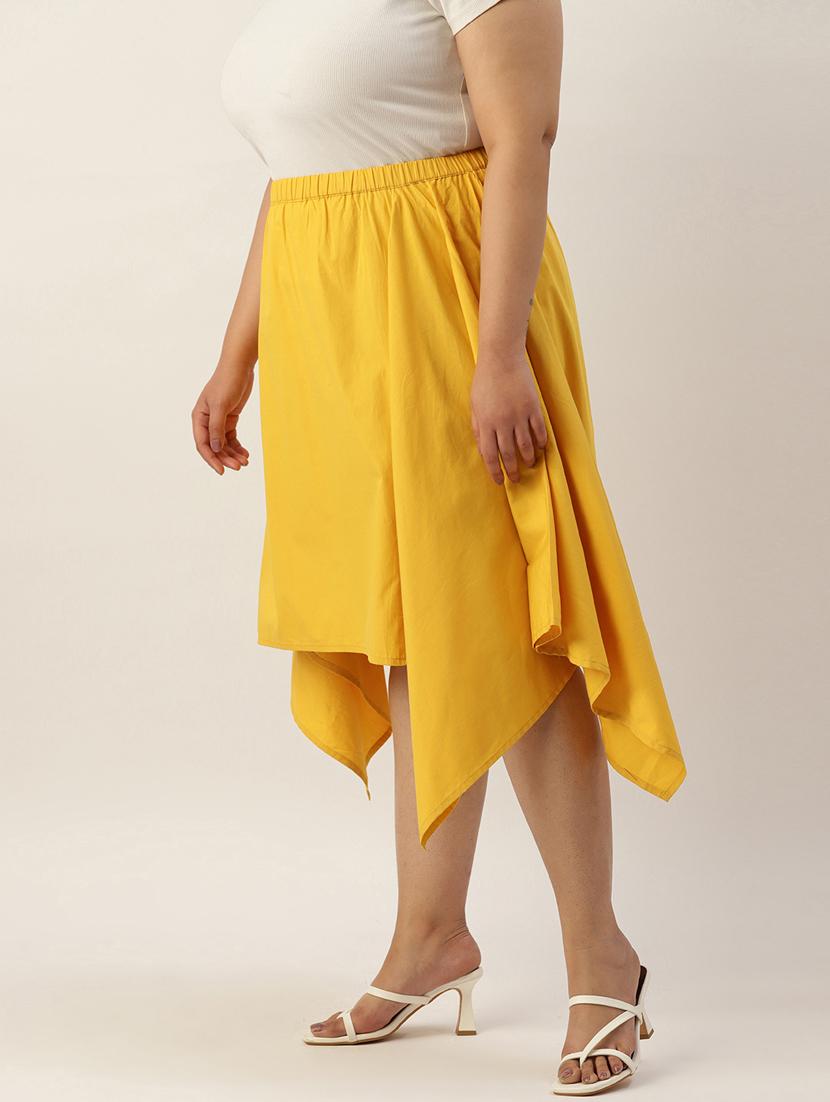 women solid high rise asymmetric skirt - 19784662 -  Standard Image - 1