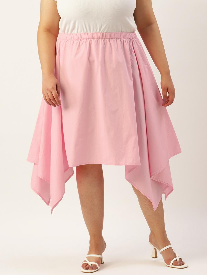 women solid high rise asymmetric skirt - 19784663 -  Zoom Image - 0