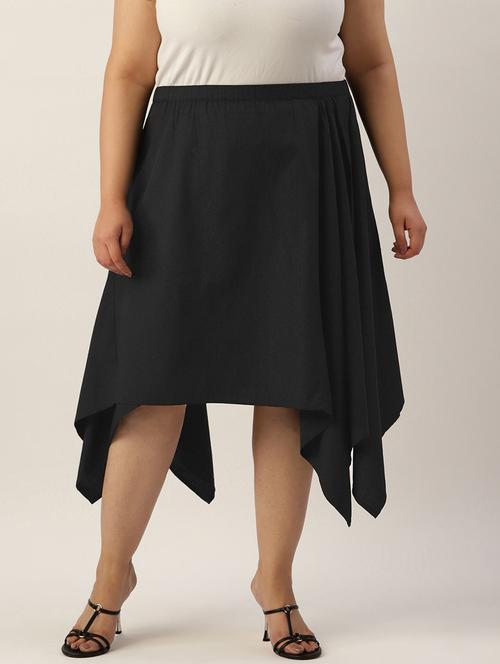 women solid high rise asymmetric skirt - 19784664 -  Standard Image - 0