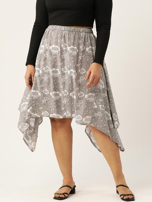 women printed high rise asymmetric skirt - 19784666 -  Standard Image - 0
