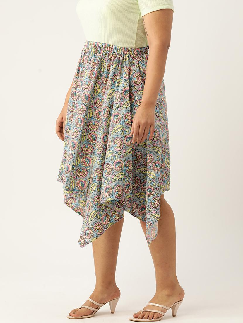 women printed high rise asymmetric skirt - 19784668 -  Standard Image - 1