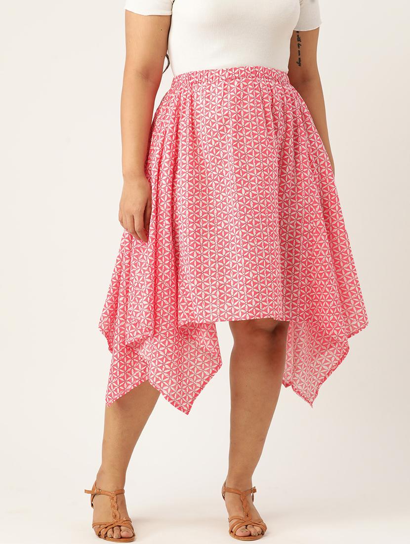 women printed high rise asymmetric skirt - 19784670 -  Zoom Image - 0