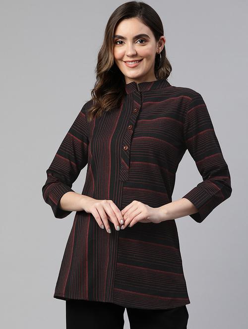 women black striped a line kurti - 19784852 -  Standard Image - 0