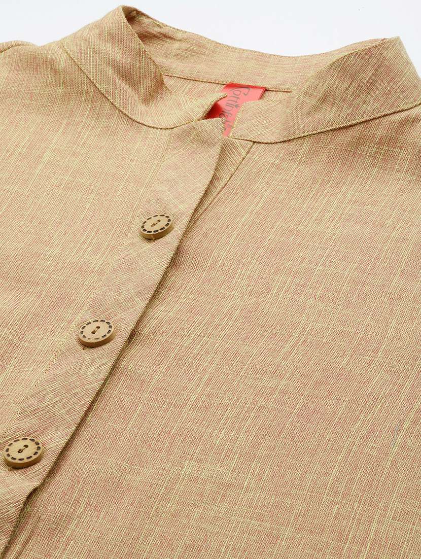 women solid mandarin neck a-line kurta - 19784853 -  Standard Image - 4